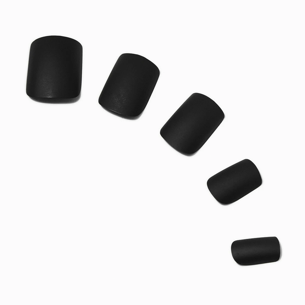 Matte Black Medium Square Vegan Faux Nail Set - 24 Pack