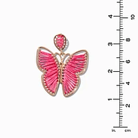 Pink Threader Butterfly 2" Drop Earrings