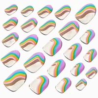 Rainbow Squiggle Stiletto Press On Faux Nail Set - 24 Pack