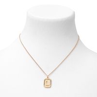 Gold Initial Rectangle Medallion Pendant Necklace