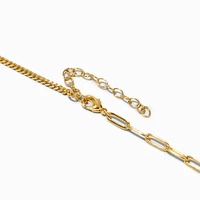 C LUXE by Claire's 18k Yellow Gold Plated Pavé Cubic Zirconia Paperclip & Curb Chain Necklace