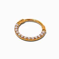 20G Gold-tone Stainless Steel Pearl Clicker Nose Hoop