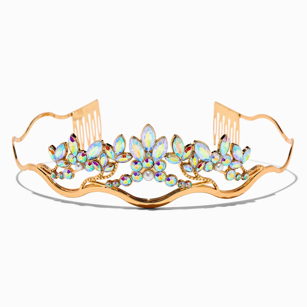 Claire's Club Gold-tone Iridescent Gem Tiara