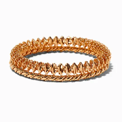 Gold-tone Bangle Stretch Bracelets - 2 Pack
