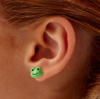 Green Frog Head Stud Earrings