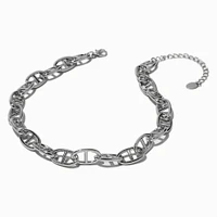 Silver-tone Chunky Pop Tab Chain Necklace