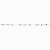 Silver-tone Bar & Cubic Zirconia Chain Bracelet