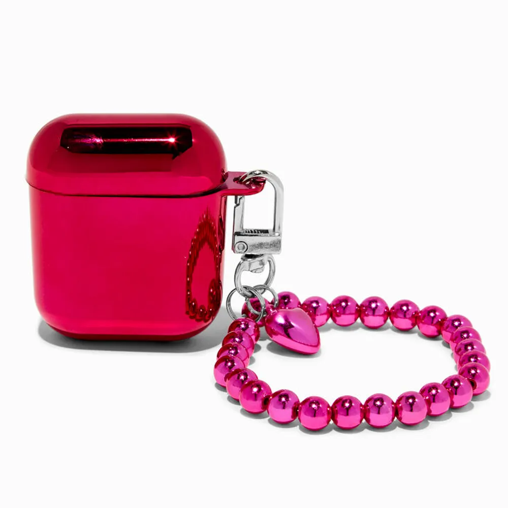 Electro Pink Earbud Case Cover with Wristlet - Compatible with Apple AirPods®