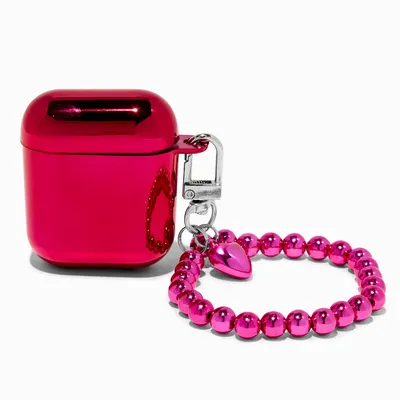 Electro Pink Earbud Case Cover with Wristlet - Compatible with Apple AirPods®