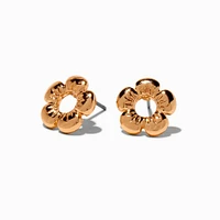 Gold-tone Puffy Flower Stud Earrings