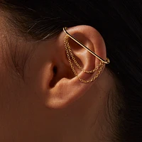 Gold-tone Faux Industrial Chain Earring