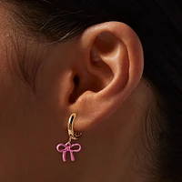 Pink Bow Hoop Earrings