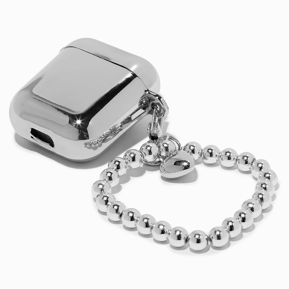 Electro Silver Earbud Case Cover with Wristlet - Compatible with Apple AirPods®