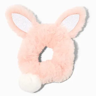 Pink Furry Bunny Ears Large Hair Scrunchie
