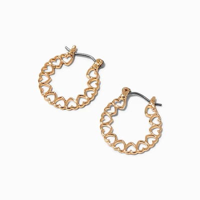 Gold-tone Heart Print Hoop Earrings