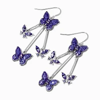 Purple Butterfly 3" Drop Earrings