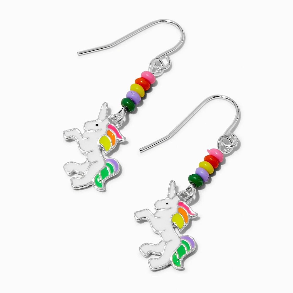 Unicorn Beaded 1" Drop Earrings