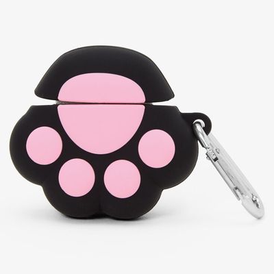Pink & Black Paw Print Silicone Earbud Case Cover - Compatible With Apple AirPods®