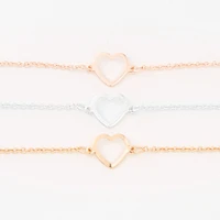 Mixed Metal Heart Cutout Chain Bracelets - 3 Pack