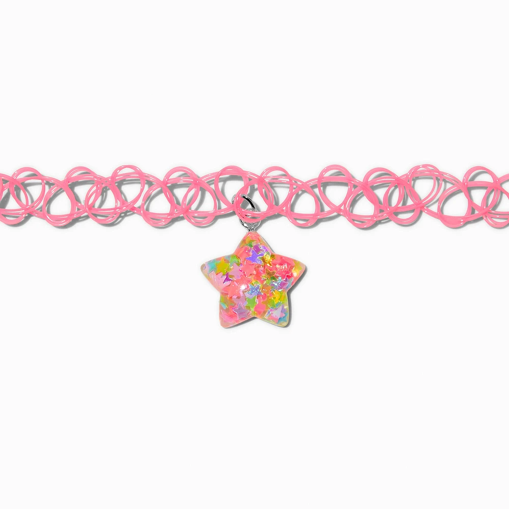 Puffy Star Tattoo Choker Necklace