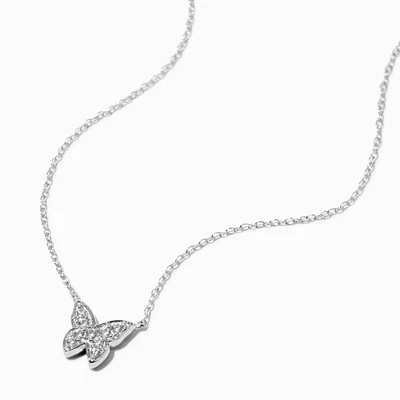 C LUXE by Claire's Sterling Silver 1/10 ct. tw. Pavé Lab Grown Diamond Butterfly Pendant Necklace