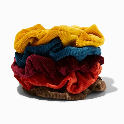 Warm Tone Ribbed Velvet Hair Scrunchies - 5 Pack