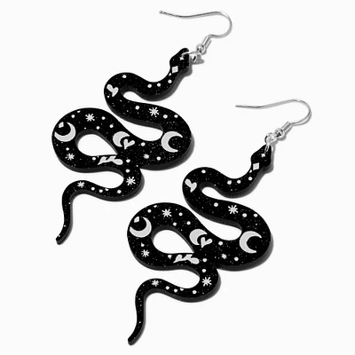Black Celestial Snake 3" Drop Earrings