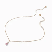 Pink Cubic Zirconia Three-Stone Pendant Necklace