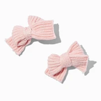 Claire's Club Pink Knit Hair Bow Clips - 6 Pack