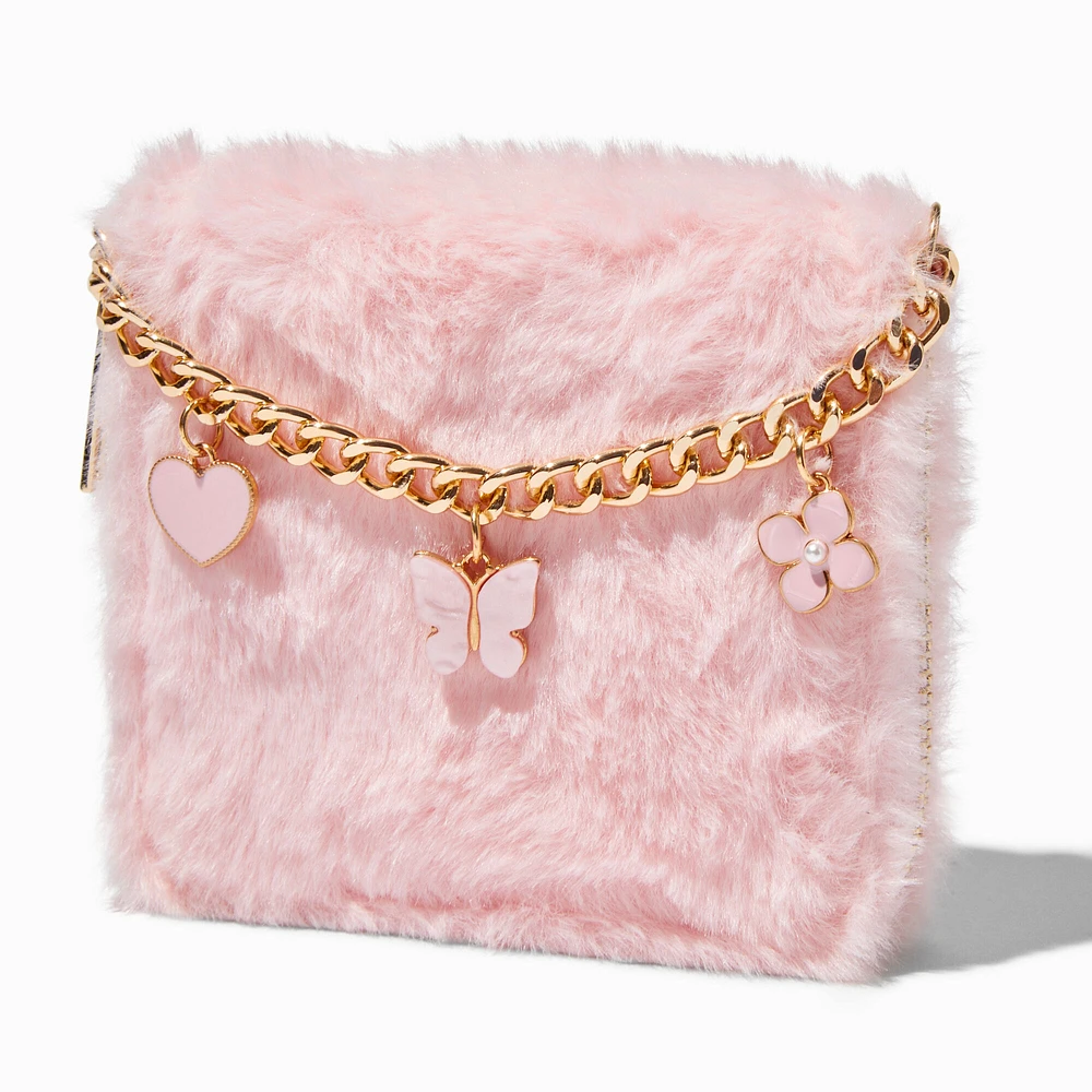 Blush Pink Furry Zip Around Wallet