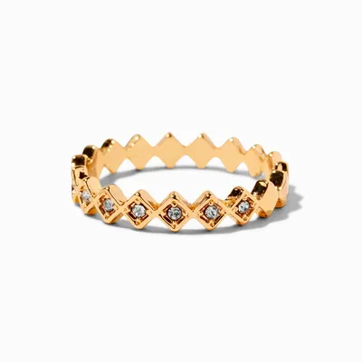 Gold Crystal Diamond Ring