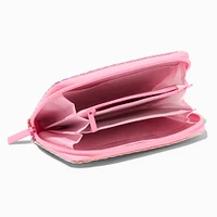 Pink Heart Embossed Wristlet Wallet