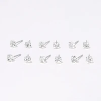 4MM Crystal Stud Earrings - 6 Pack