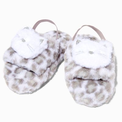 Claire's Club Snow Leopard Plush Slippers