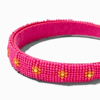 Claire's Club Pink Beaded Daisy Headband