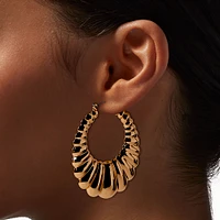 Gold-tone Thick Crescent Hoop Earrings