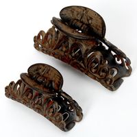 Brown Filigree Wooden Hair Claws - 2 Pack
