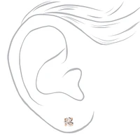 Rose Gold Cubic Zirconia Round Stud Earrings - 3MM, 4MM, 5MM