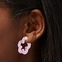 Pink Acrylic Daisy 30MM Hoop Earrings