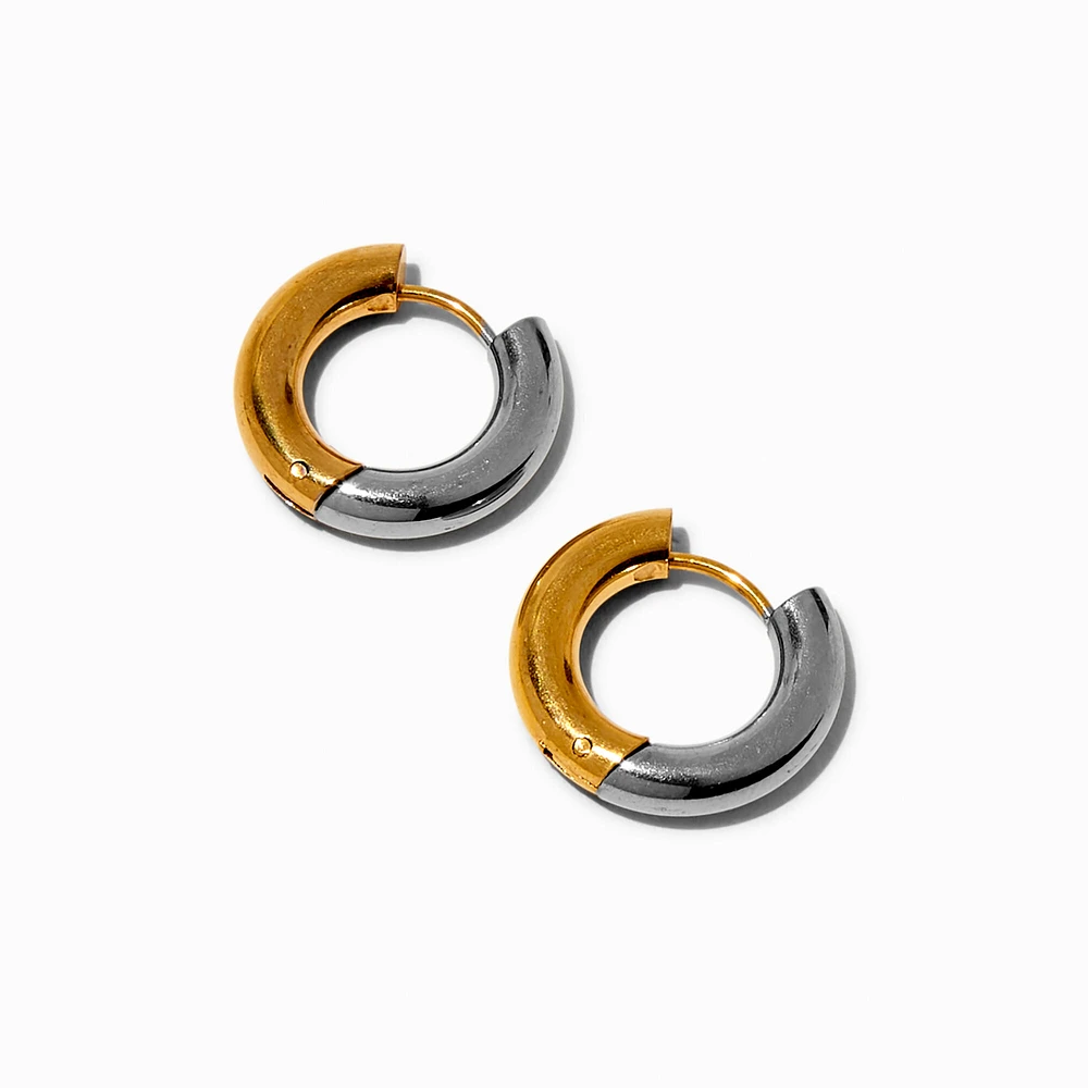 Mixed Metal Stainless Steel Clicker Hoop Earrings