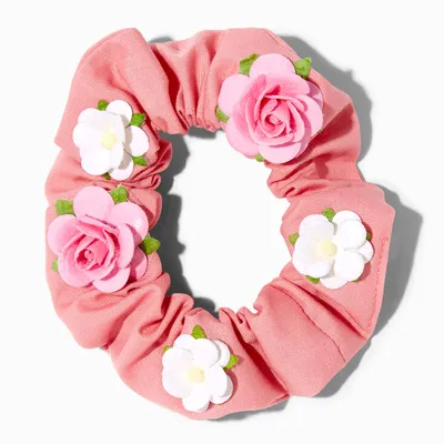 Claire's Club Dainty Flower Pink Scrunchie