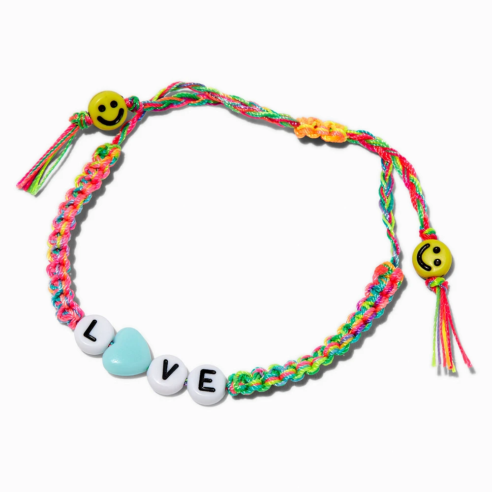 Happy Face ''Love'' Braided Adjustable Bracelet