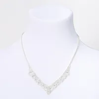Silver Crystal Teardrop V-Neck Jewellery Set - 2 Pack