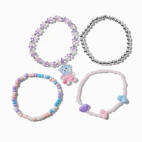 Teddy Bear Beaded Stretch Bracelets - 4 Pack