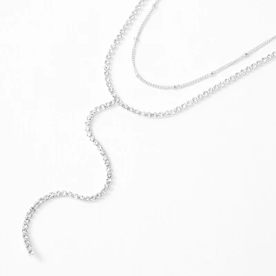 Silver Ball Chain Y-Neck Multi Strand Necklace