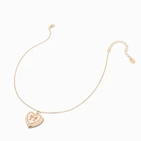 Gold-tone Pearl Bow Locket Necklace