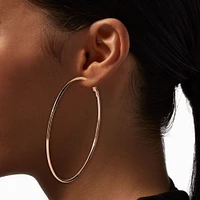 Rose Gold-tone Thin 75MM Hoop Earrings