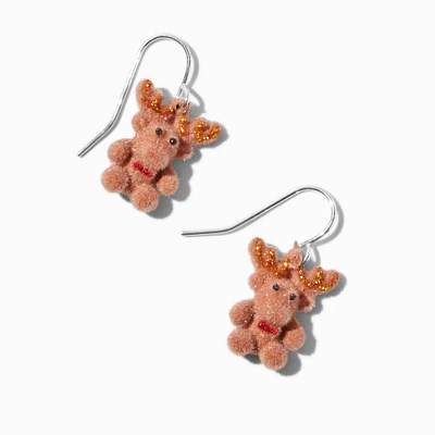 Brown Fuzzy Moose Drop Earrings