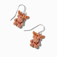 Brown Fuzzy Moose Drop Earrings