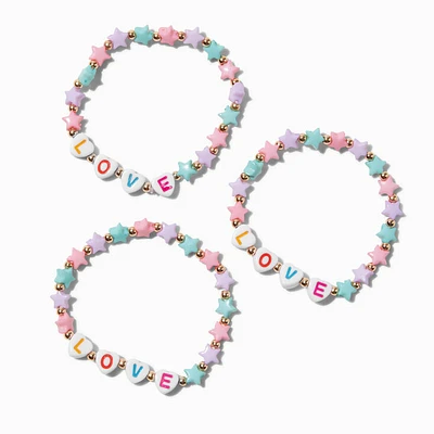 Claire's Club Love Star Beaded Stretch Bracelets - 3 Pack
